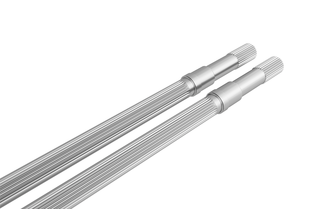 Flexible screw shaft solutions with multiple spline geometries for versatile extrusion applications